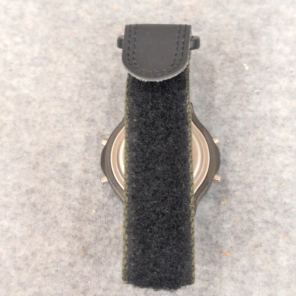Digital Alarm Chronograph Watch with Compass Green Nylon Hook and Loop Strap - Picture 4 of 4